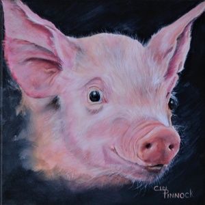 Pig farm animal original acrylic painting wall art